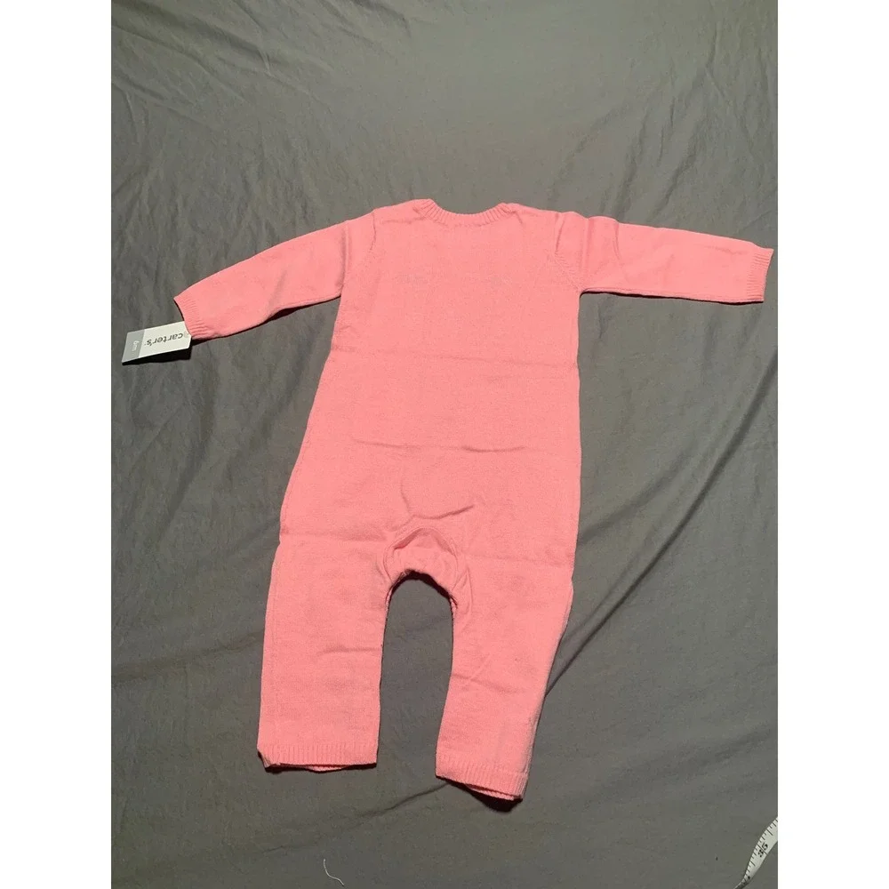 Carters Baby‎ Girl Pink Bear Knit Sweater Jumpsuit Romper 6 Months NWT 127g567